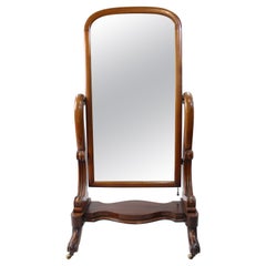 Antique Victorian Mahogany Cheval Dressing Mirror