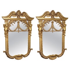 Superb Pair of Ornate Hand Carved Gilt Mirrors