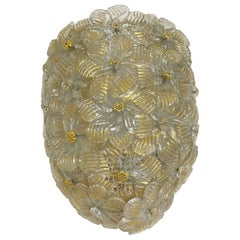 Barovier Toso Sconce Murano Glass Gold and Ice Flowers Basket, 1950s