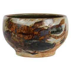 Conny Walther Own Studio Large Stoneware Bowl with Abstract Decoration, Denmark