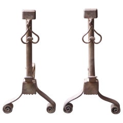 Antique French Napoleon III Andirons or Firedogs, 19th Century