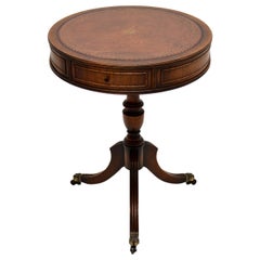 Antique Regency Style Leather Top Drum Table