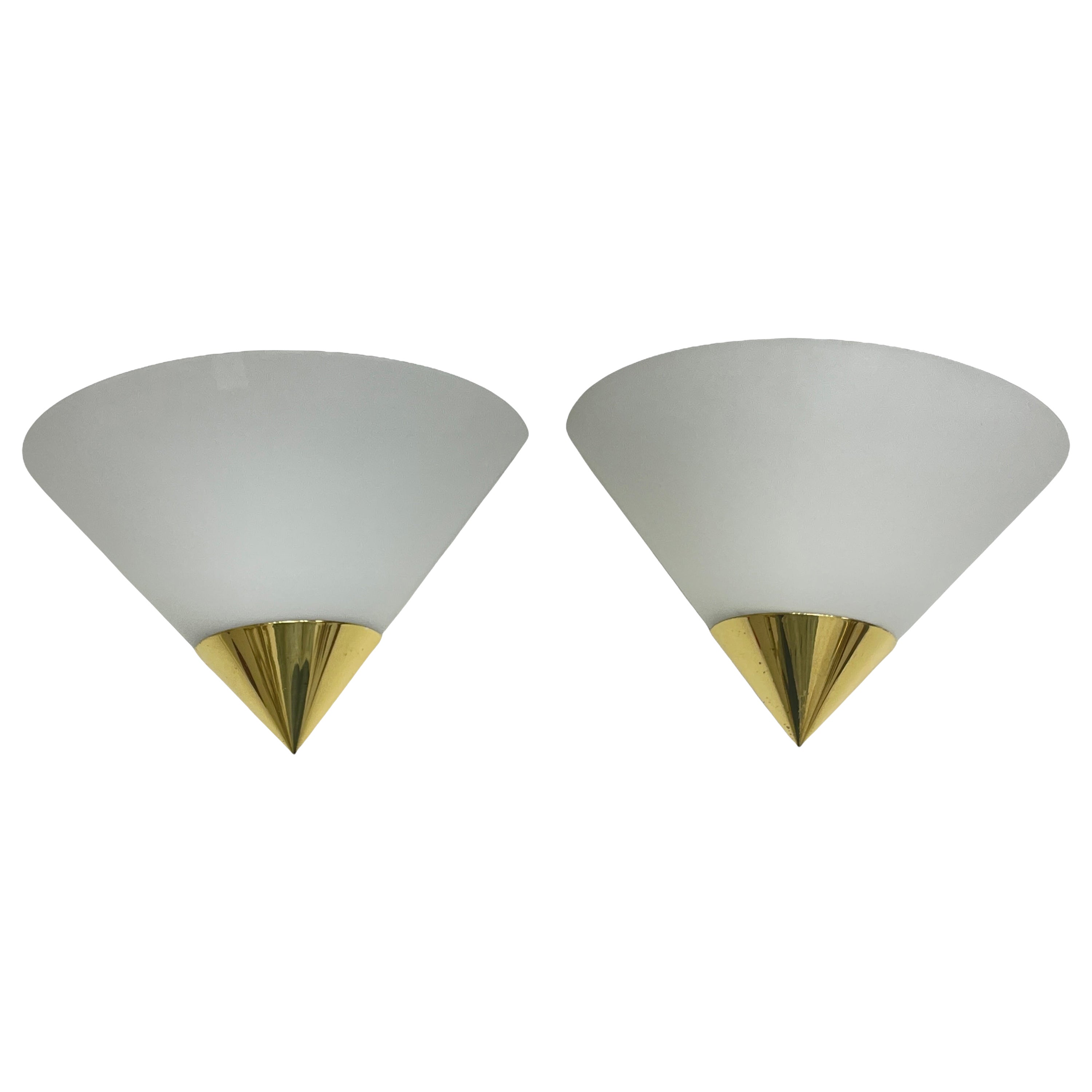 Pair Cone Style Sconces Glashütte Limburg, Germany, 1980s