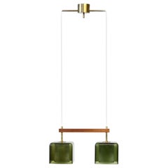 Glass and Brass Pendant Lamp by Carl Fagerlund for Orrefors