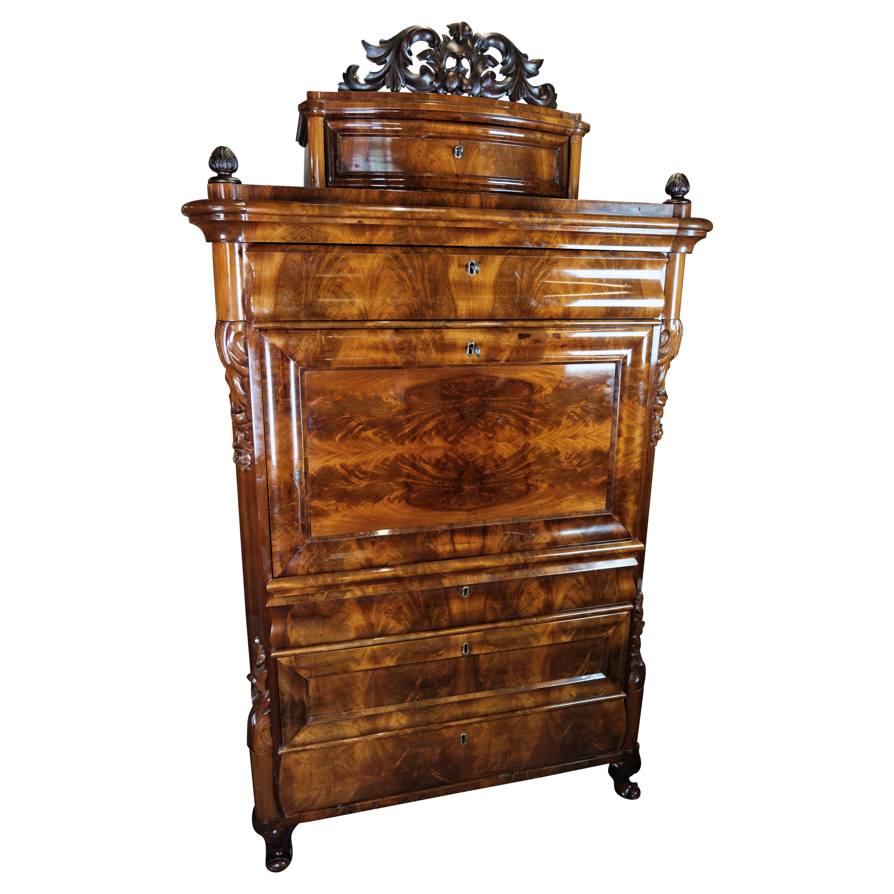Large Cabinet of Mahogany Decorated with Carvings, 1860s