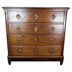 Louis Seize Chest of Drawers of Oak with Brass Handles, 1790s