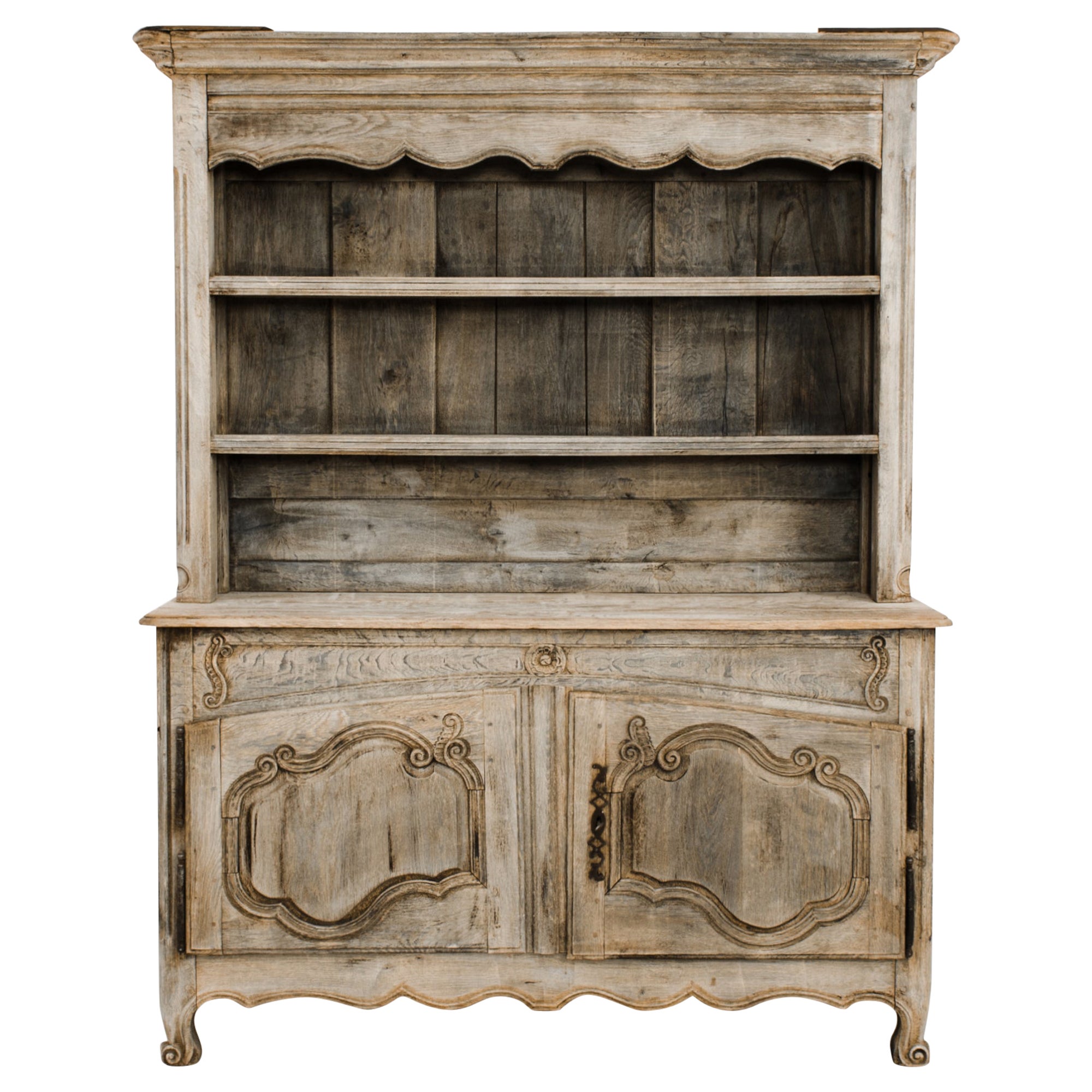 1800s Louis XVI Bleached Oak Cupboard