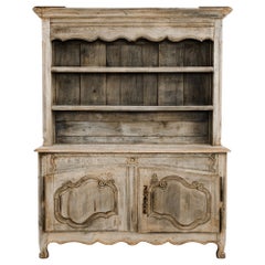 Antique 1800s Louis XVI Bleached Oak Cupboard