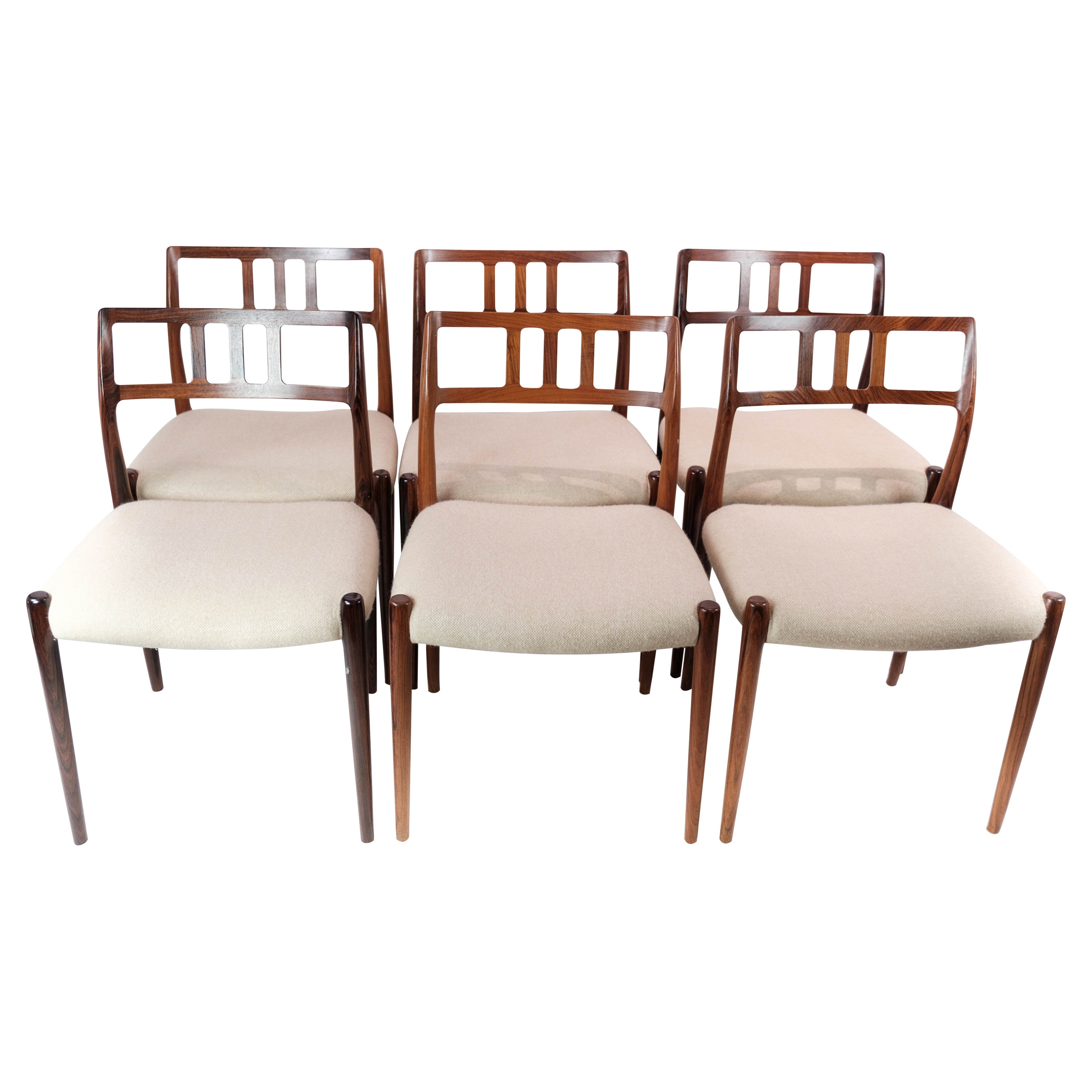 Set of Six Dining Room Chairs, Model 79, Designed by N.O. Moeller, 1960s