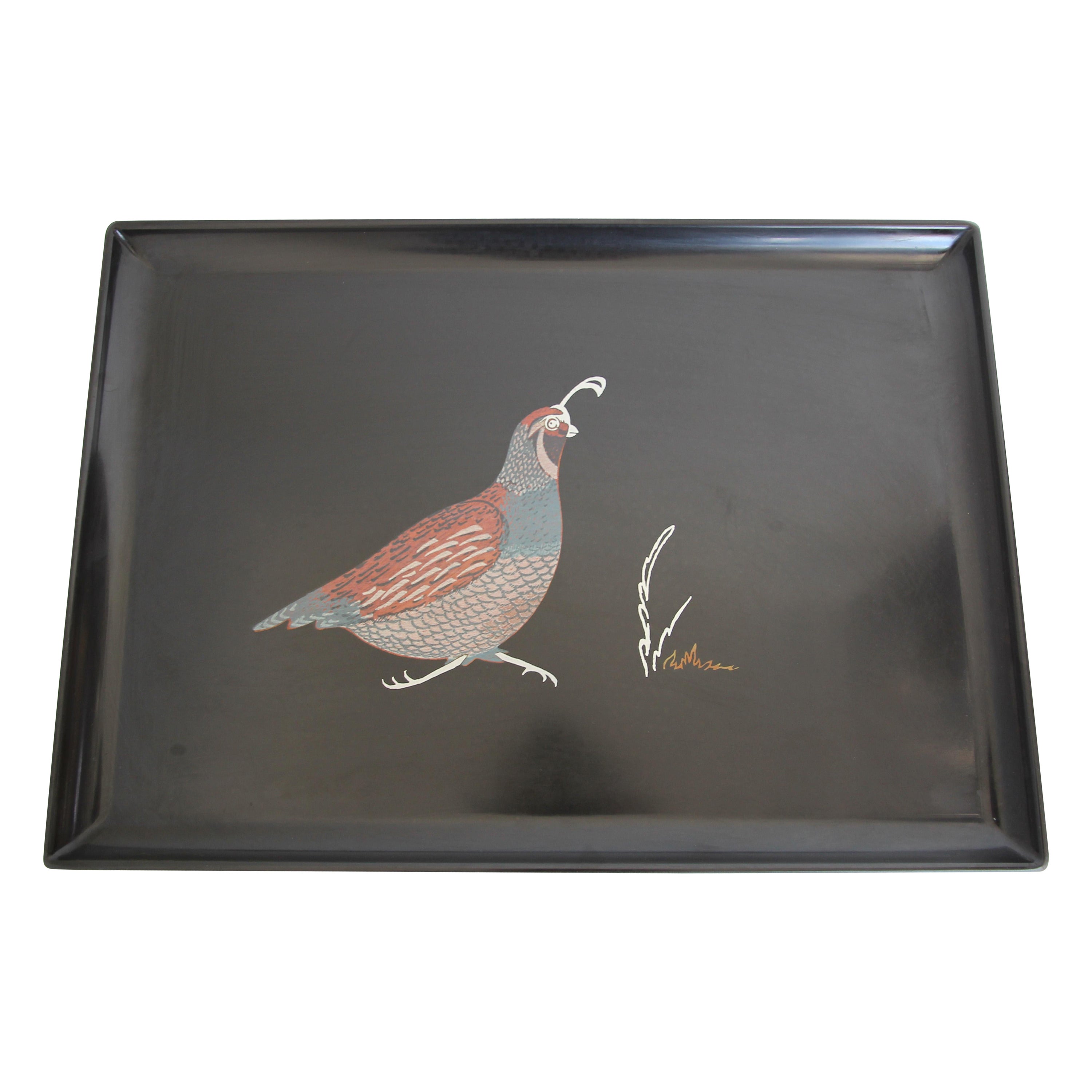 Vintage Couroc Bird Design Barware Serving Tray