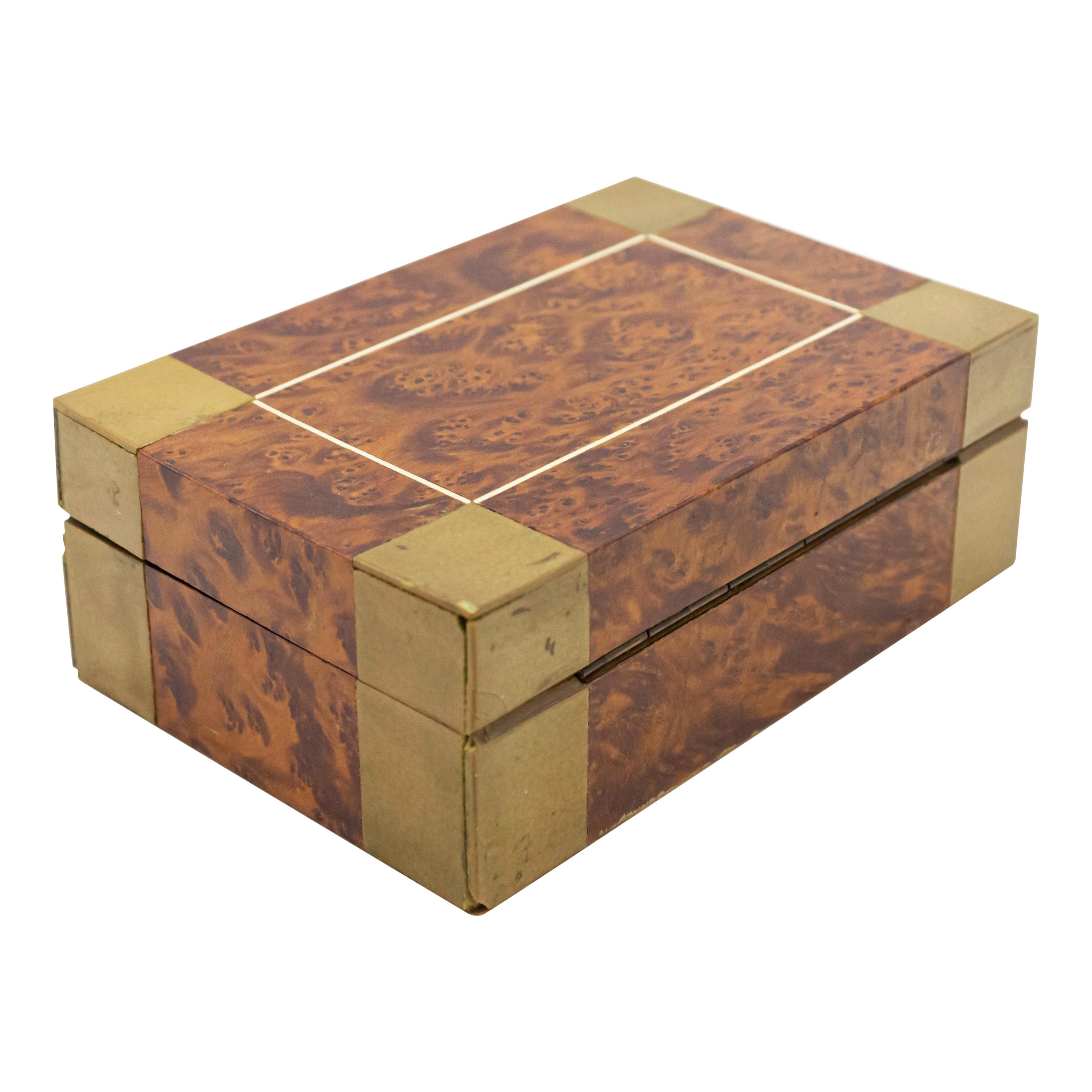 Boîte en bois de ronce du milieu du siècle en vente