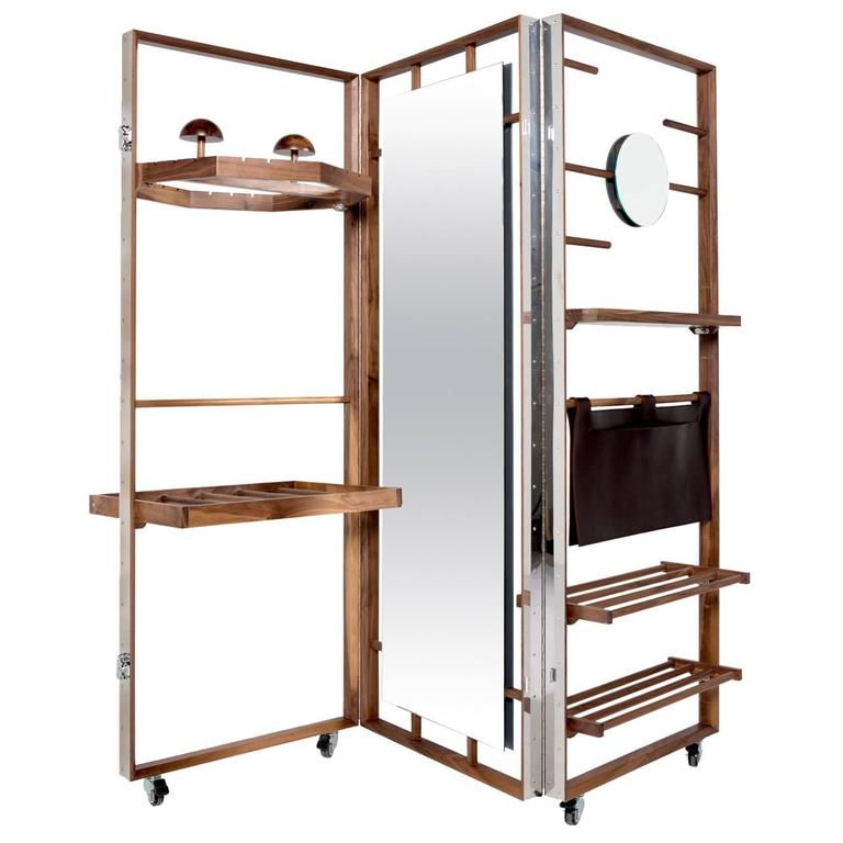 Expandable Cloth Valet Room Divider in Walnut by Naihan Li at 1stDibs