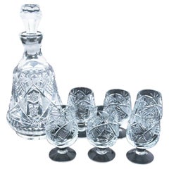 Crystal Decanter with Six Glasses, Germany, 1960s
