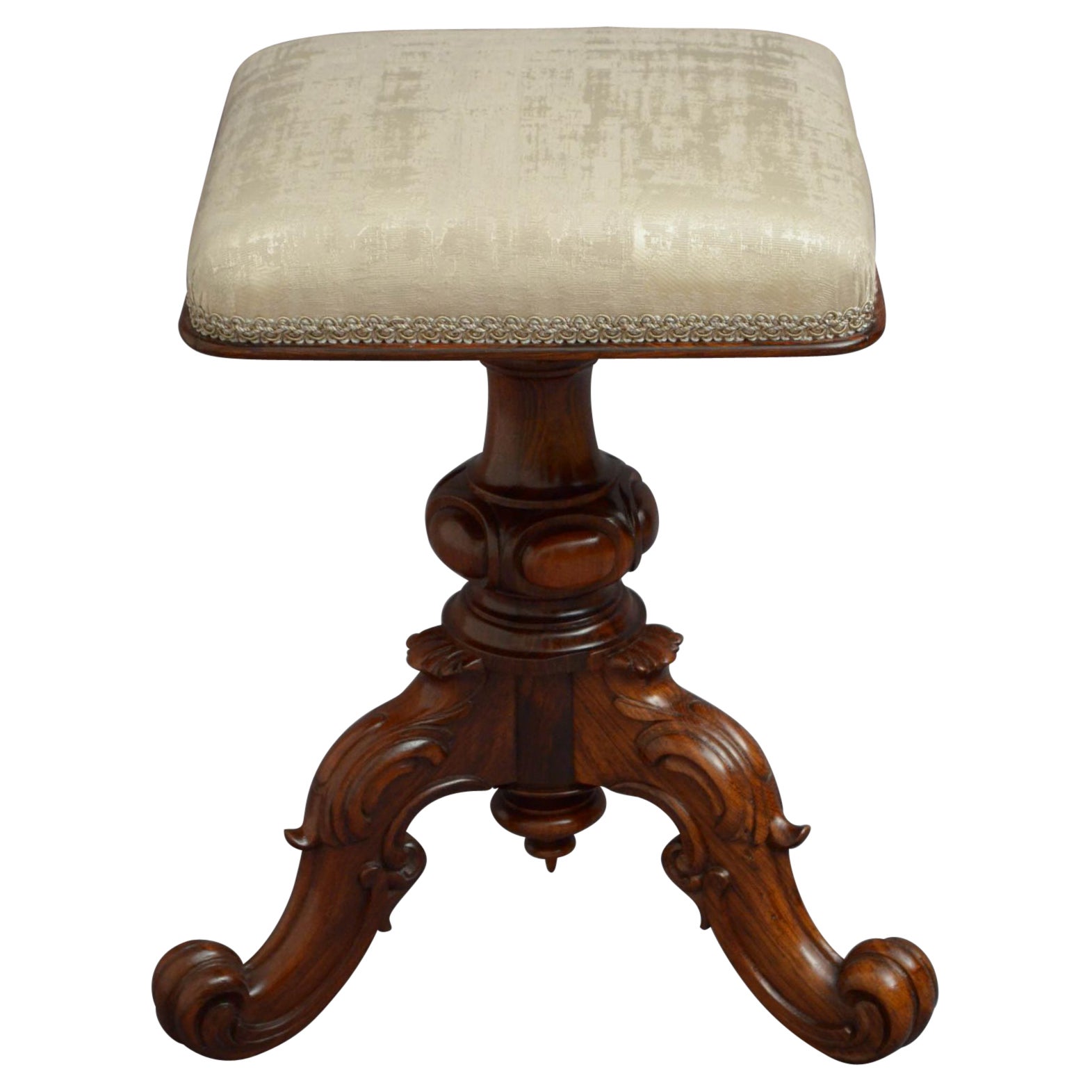 Victorian Height Adjustable Stool in Rosewood For Sale