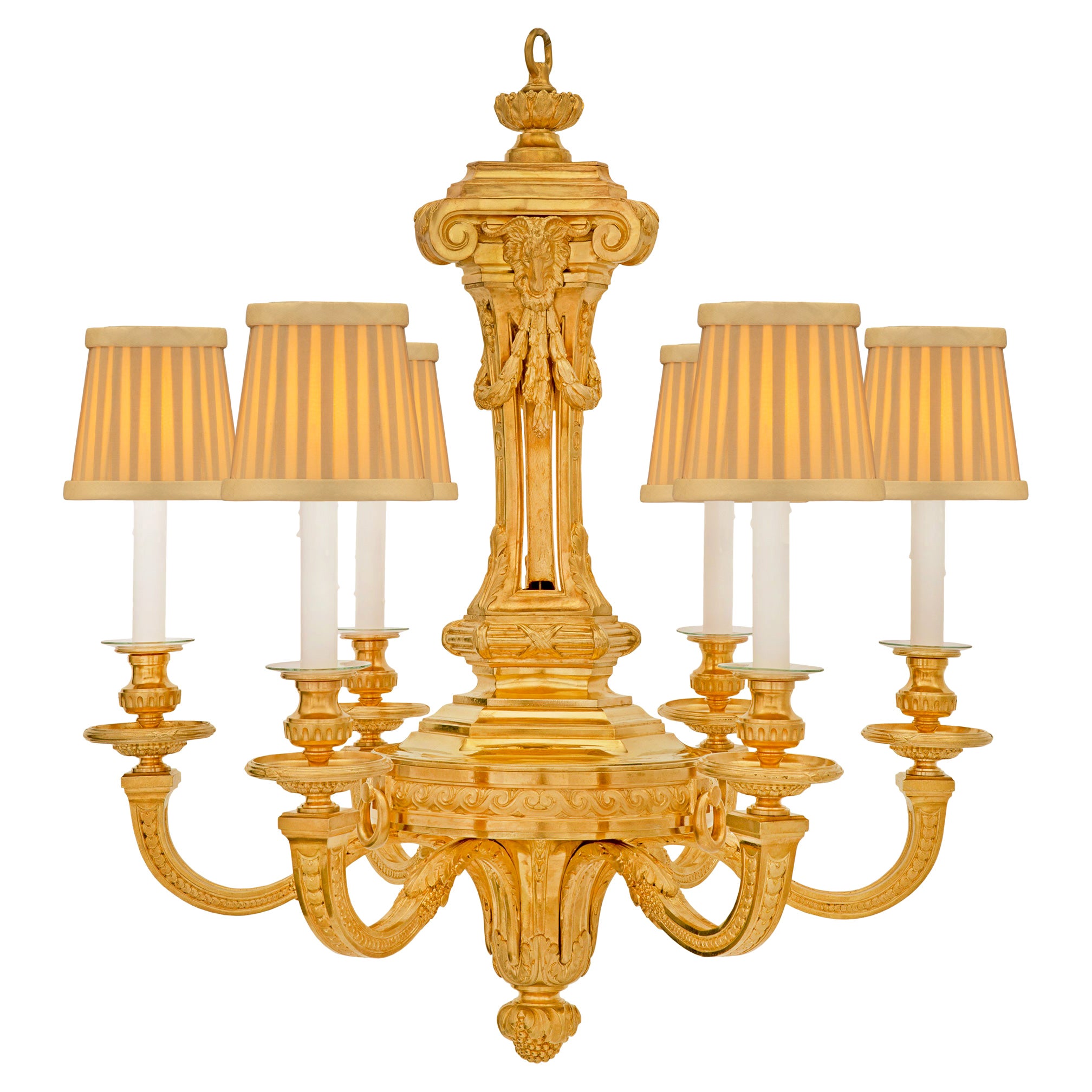 French 19th Century Louis XVI St. Ormolu Chandelier For Sale