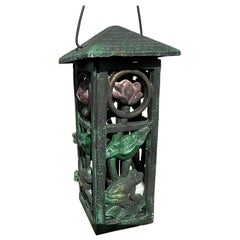 Antique Japanese Art Nouveau "Frog & Orchid" Garden Lantern