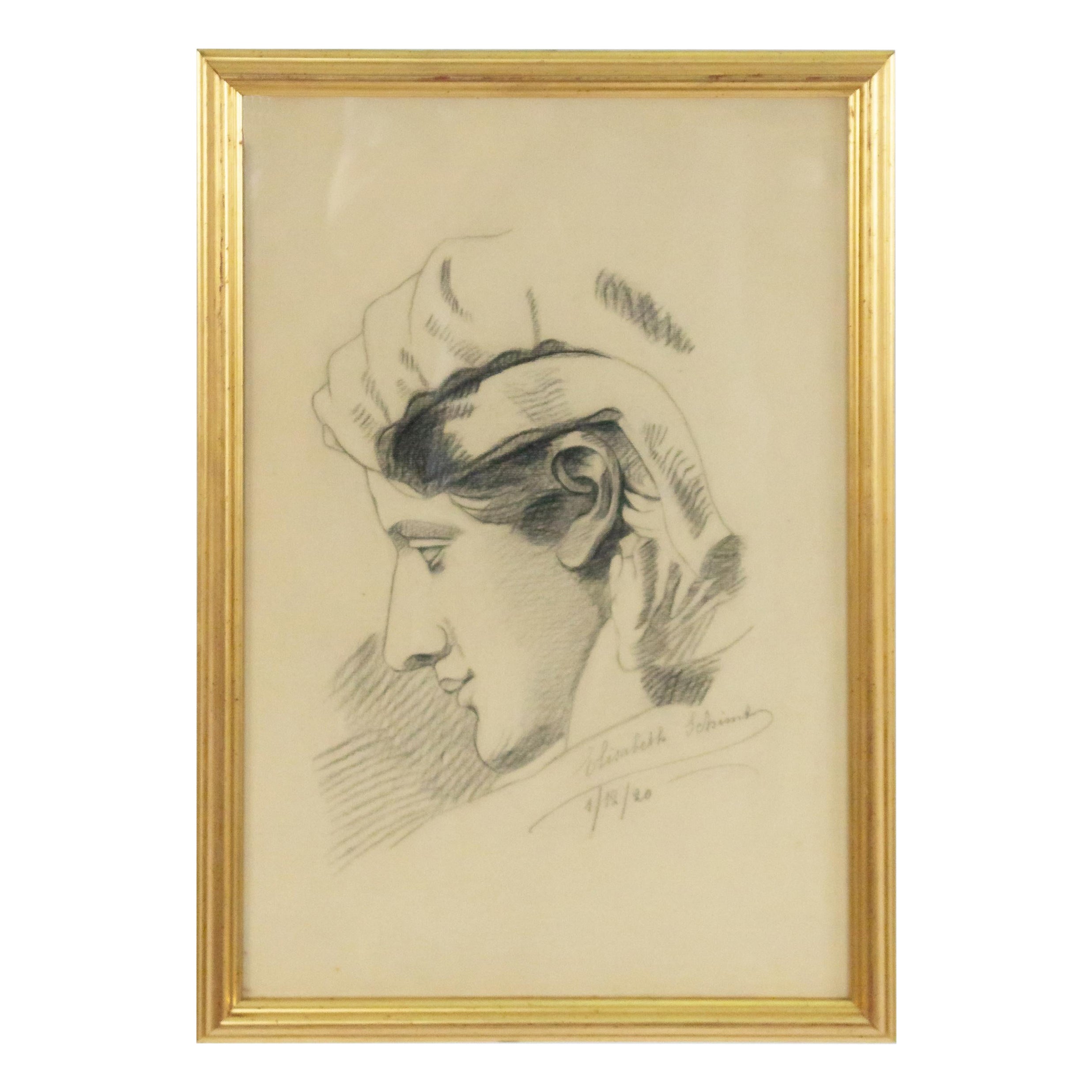 Charcoal Portrait of a Woman For Sale