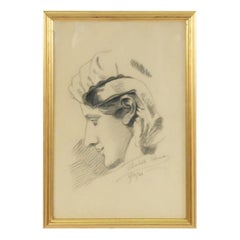 Vintage Charcoal Portrait of a Woman
