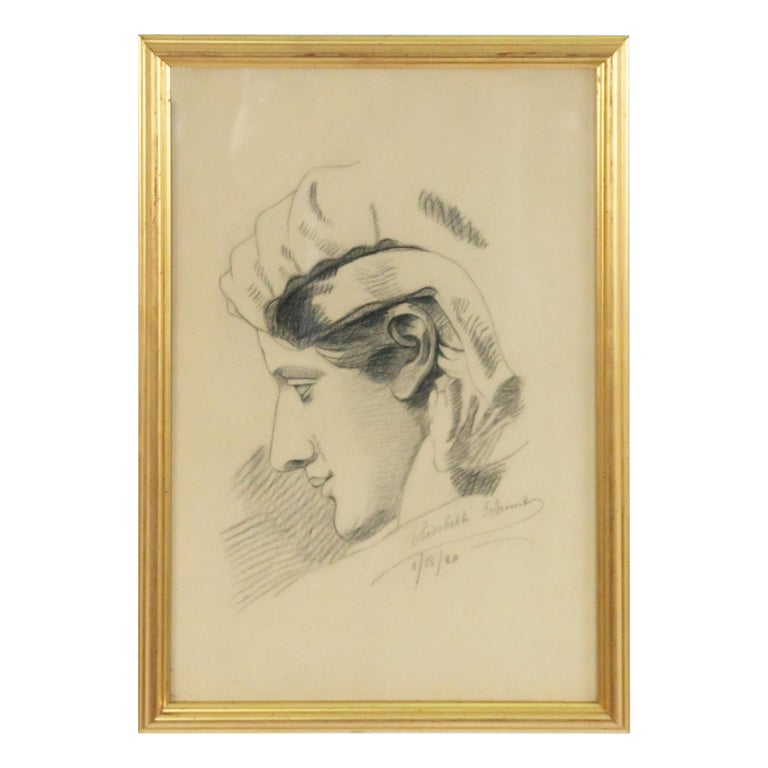 Charcoal Portrait of a Woman For Sale at 1stDibs