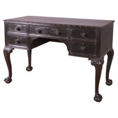 Antique English Painted Oak Kneehole Desk