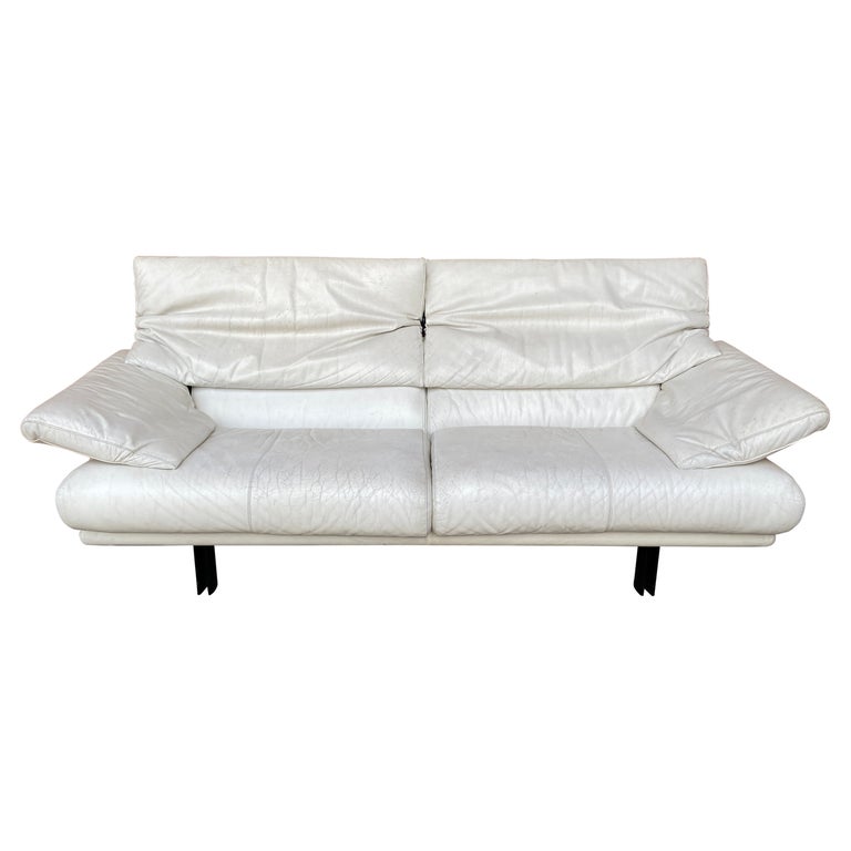 Mid Century Modern Italian Two And A, Modern White Cream Leather Sofa