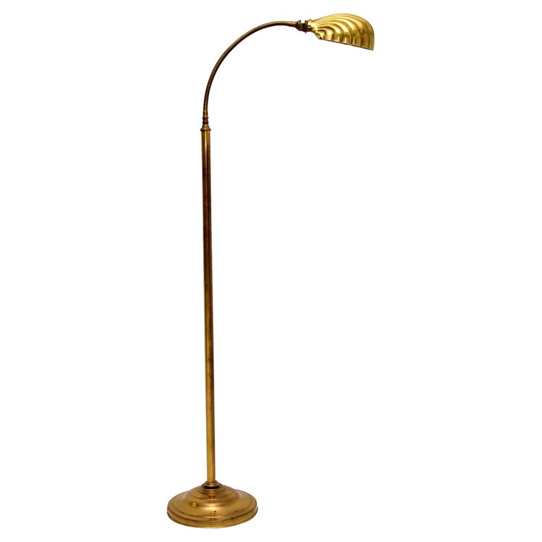 Vintage Brass Clam Shell Floor Lamp by Christopher Wray