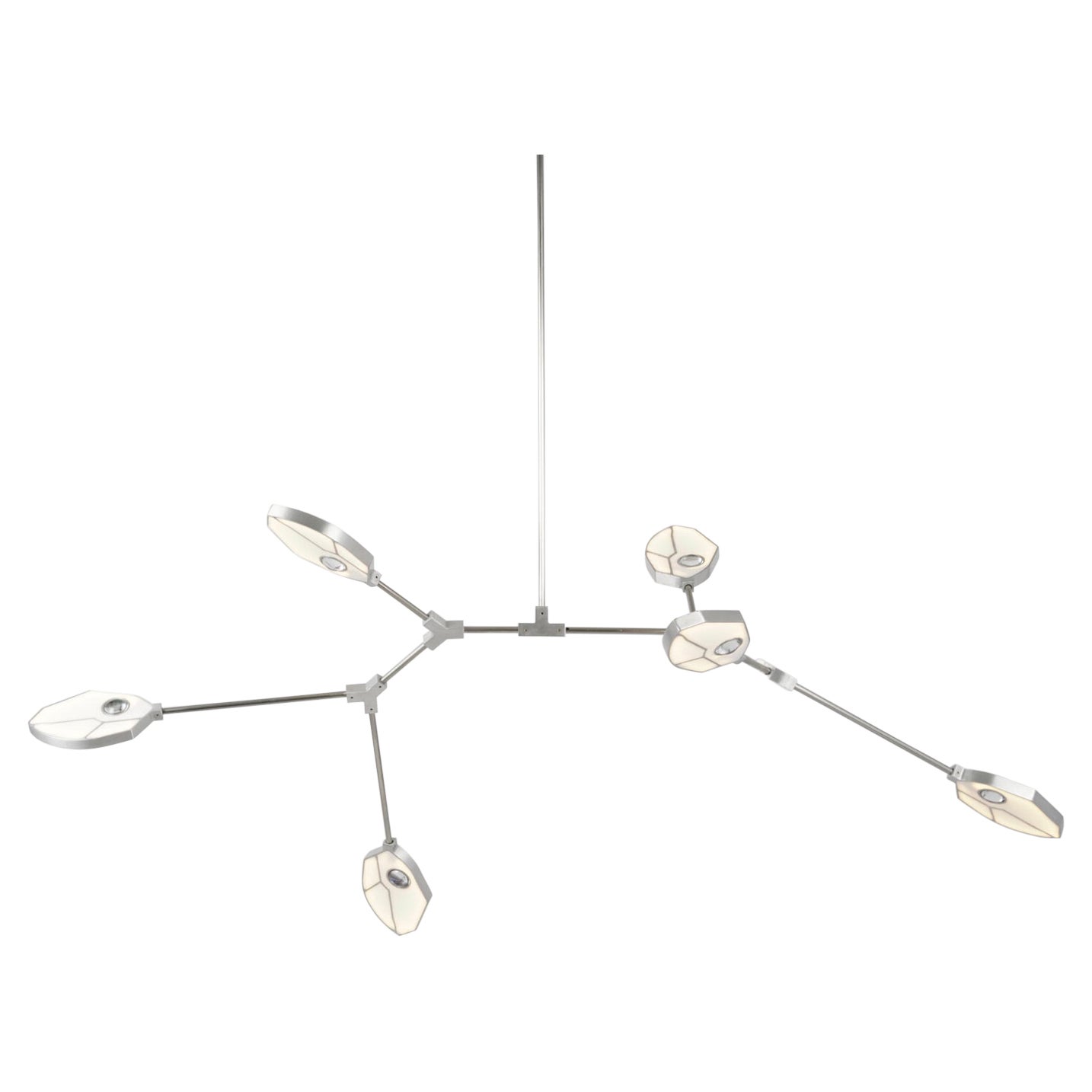Taking inspiration from the necessity of light for life, the Joni range is a portrayal of photosynthesis, the process by which plants convert sunlight to food. 

Within each leaf-like LED light structure, a crystal hemisphere magnifies an