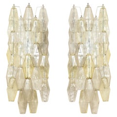 Pair of Murano Glass Polyhedron Sconces