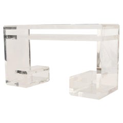 Vintage Contemporary Lucite and Inset Mirror Top Desk