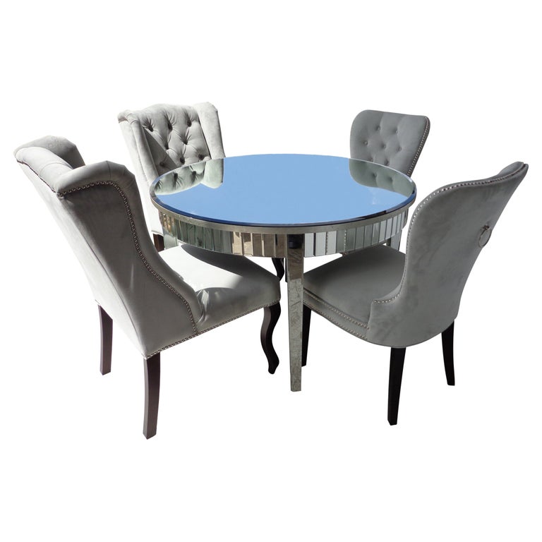 Mirrored Table and Archer Dining Chairs by Z Gallerie For Sale at