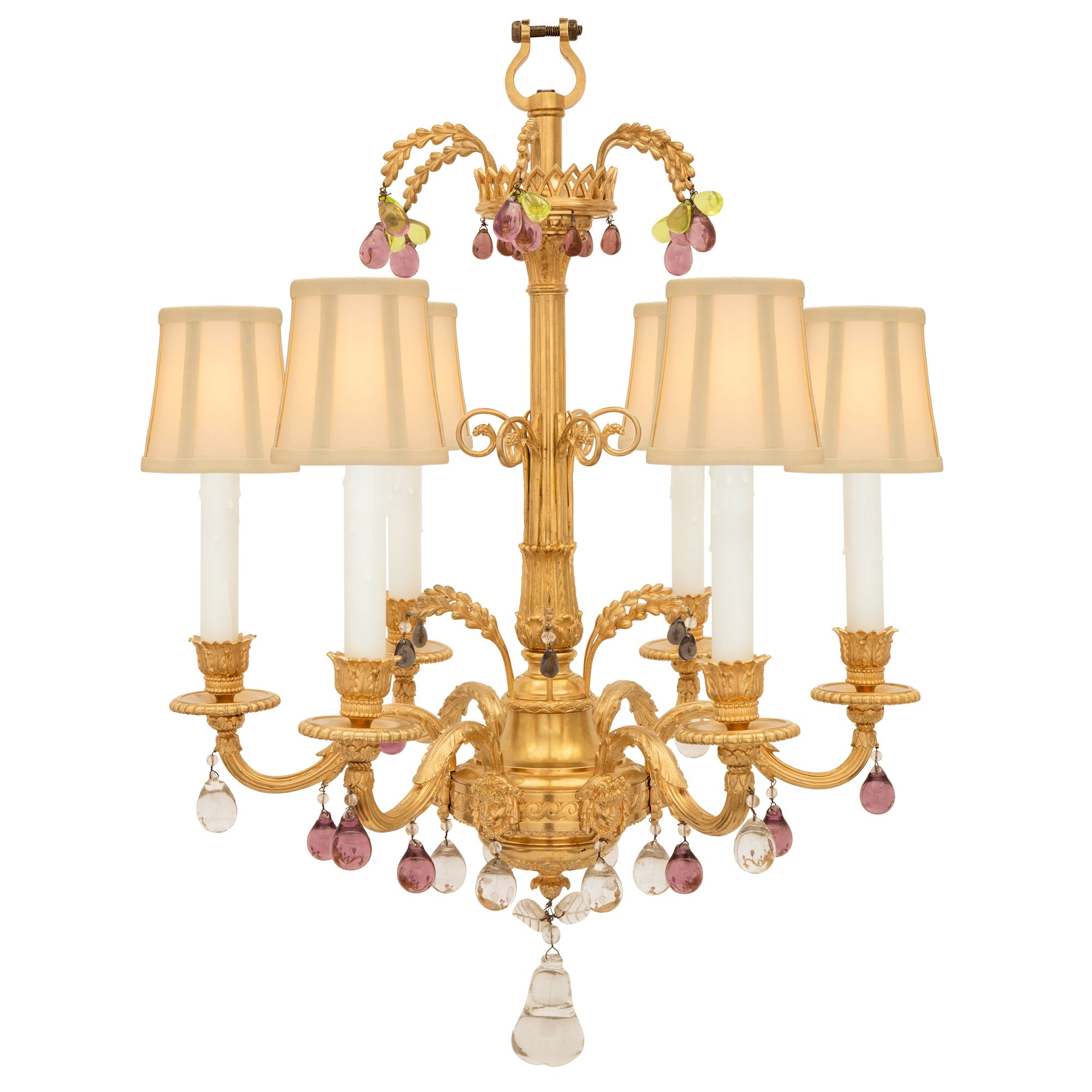 French 19th Century Louis XVI St. Ormolu and Crystal Chandelier For Sale