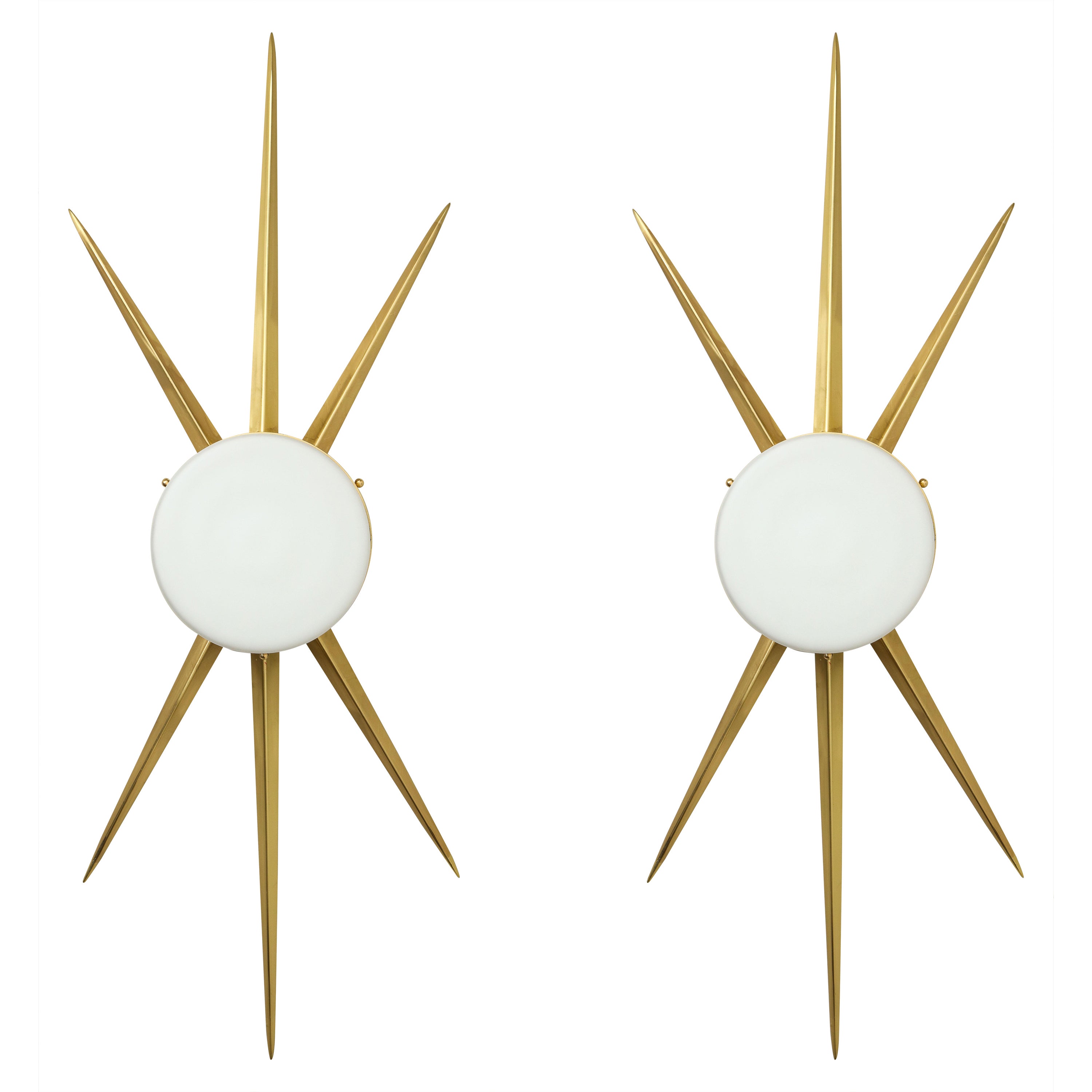Pair of Custom Italian Opaline Star Sconces