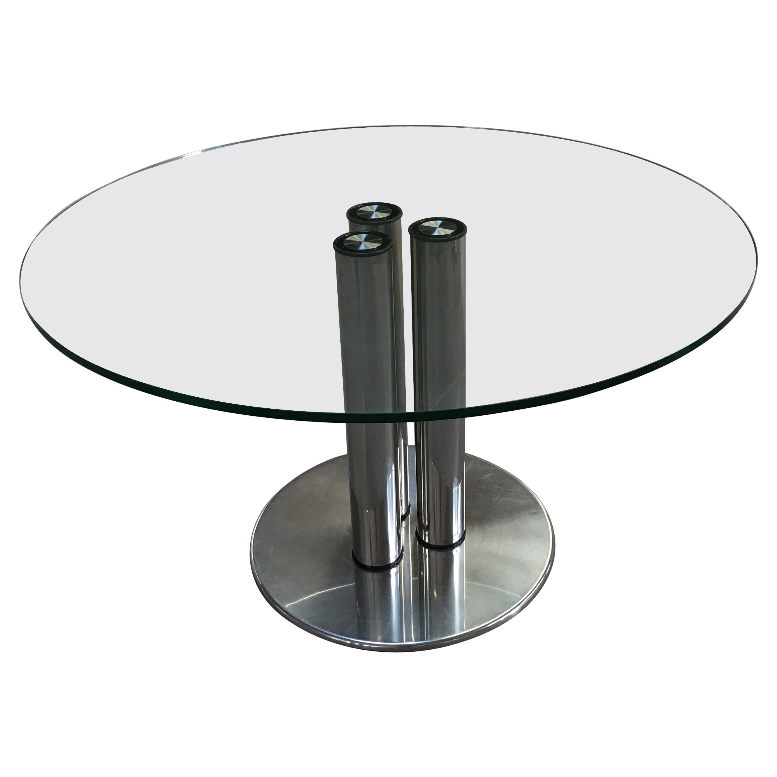 Moderner italienischer Tisch aus Chrom und Glas aus der Mitte des Jahrhunderts, Modell „Marcuso“ 2532 von Zanuso im Angebot