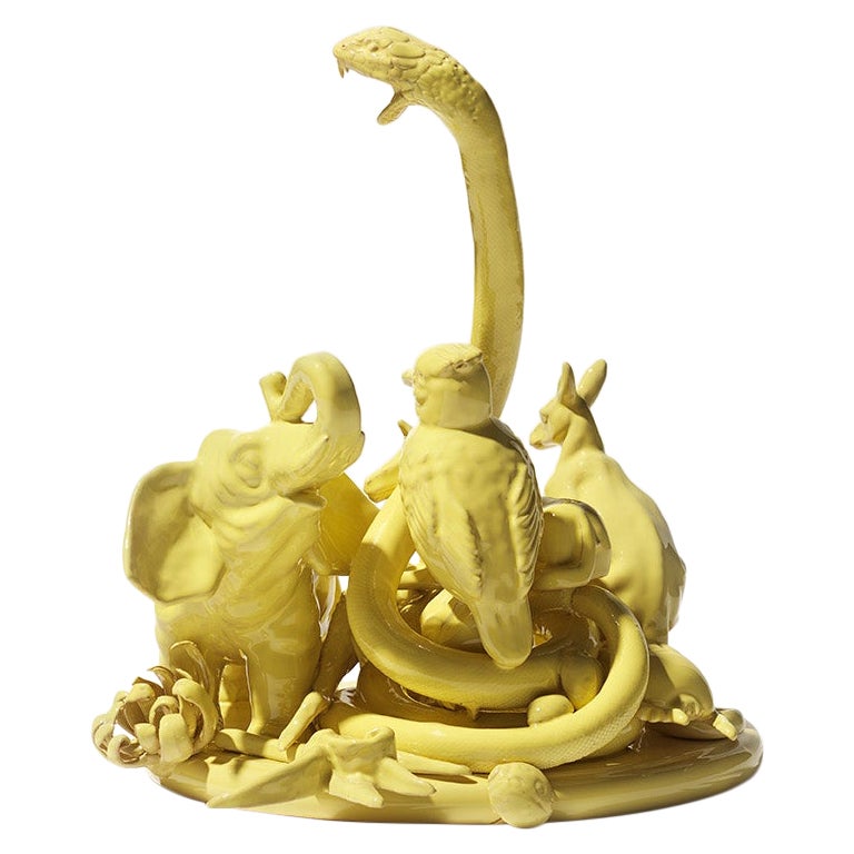 21st Century Yellow Sculpture by Ceramica Gatti, designer A. Anastasio For Sale