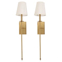 Contemporary Gilt Metal Fabric Shaded Wall Sconces