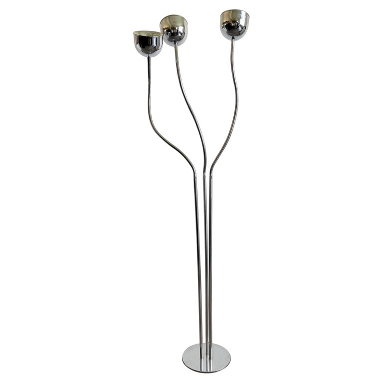 Vintage Italian Chrome Floor Lamp in style of Reggiani, Space Age Lamp
