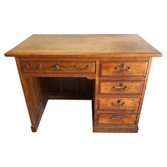 Italian Desk, from 1960 in Chestnut, Honey-Colored, with 5 Drawer