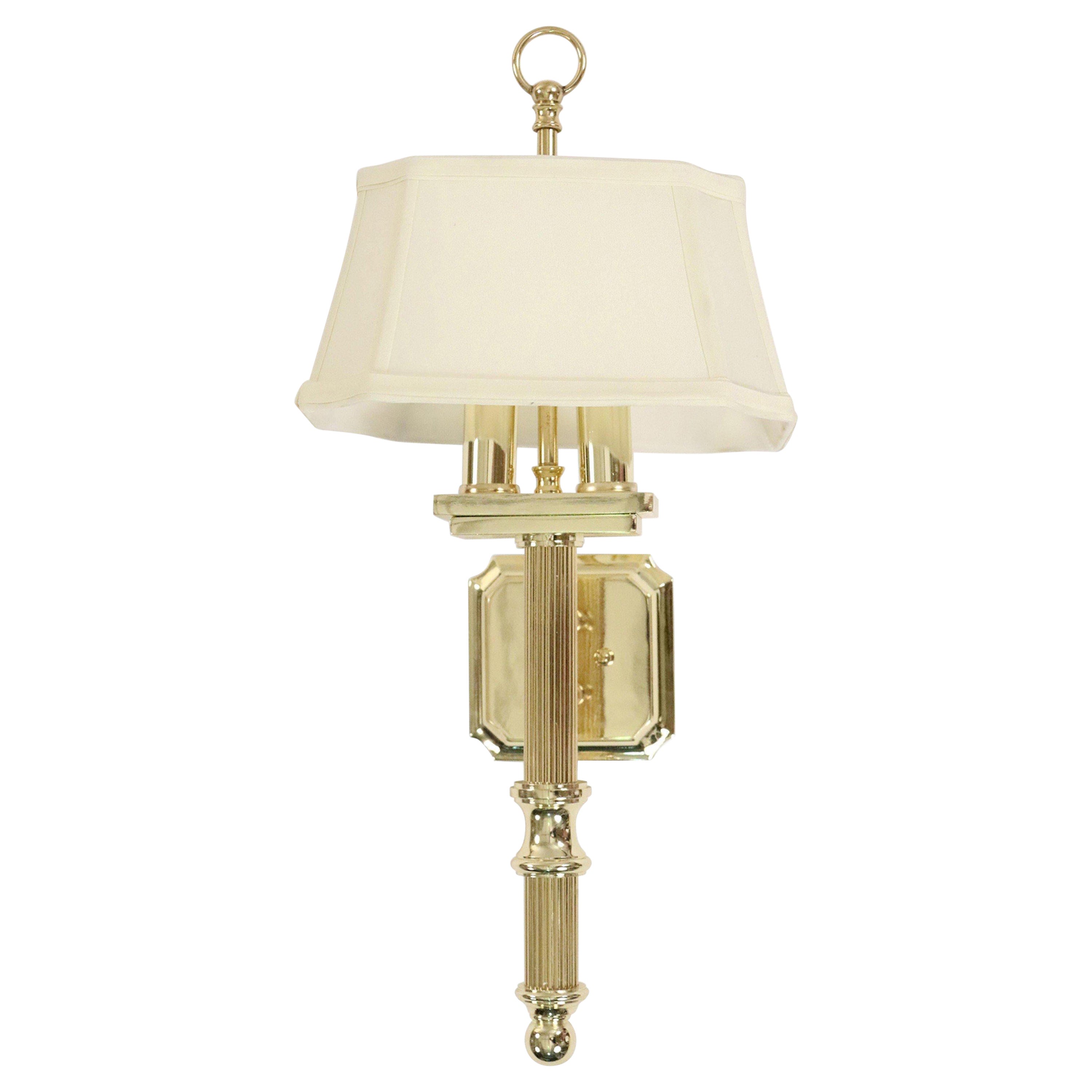Contemporary Gilt Metal Fabric Shaded Wall Sconce For Sale