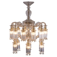 Antique Original Art Deco, Austrian Mastercraft Glass Chandelier, 1919