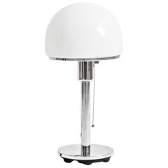 Vintage White Glass Domed Lamp in the Style of Wagenfeld's WA 23 SW