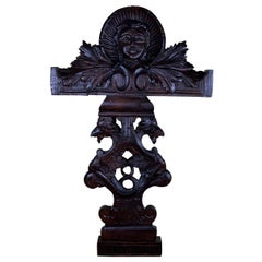 Antique Italian Hand Carving Wood Wall Hanging