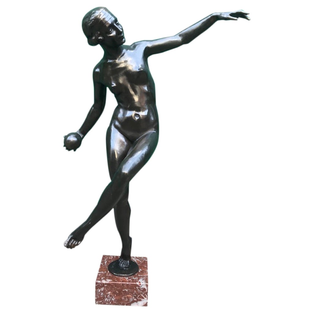 1920's Art Deco Bronze of a Dancing Last For Sale