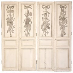 Two Pair 19th Century French Louis XVI Painted Interior Doors