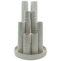 Ivory Ceramic Sculptured Vase, Italy, 1980s