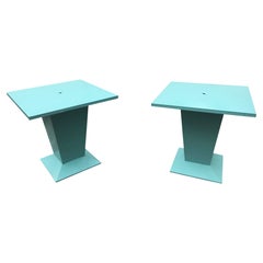 Paire de tables Tolix en métal peint en vert, années 1950