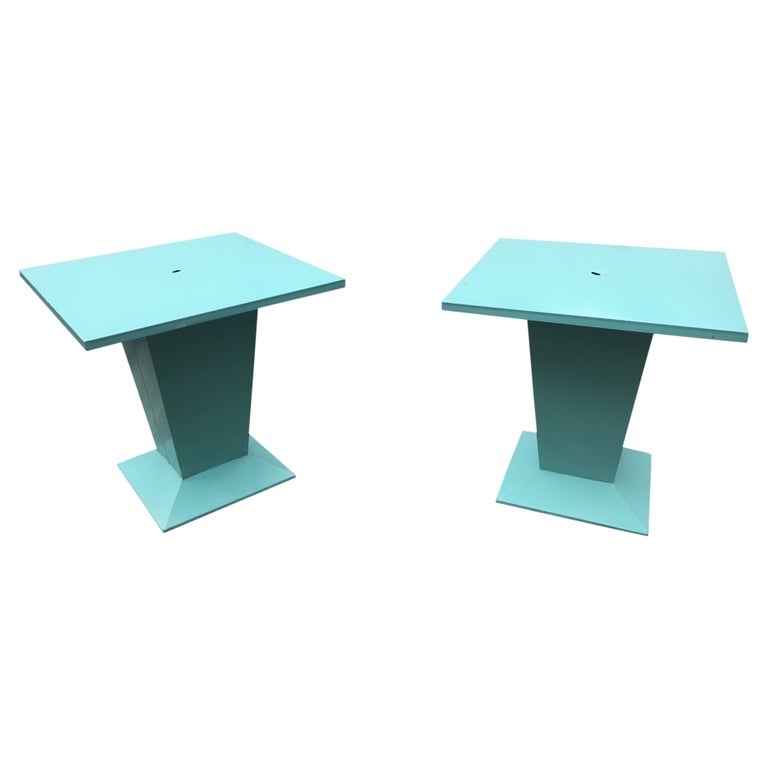 Pair of Green Painted Metal Tolix Tables, 1950s