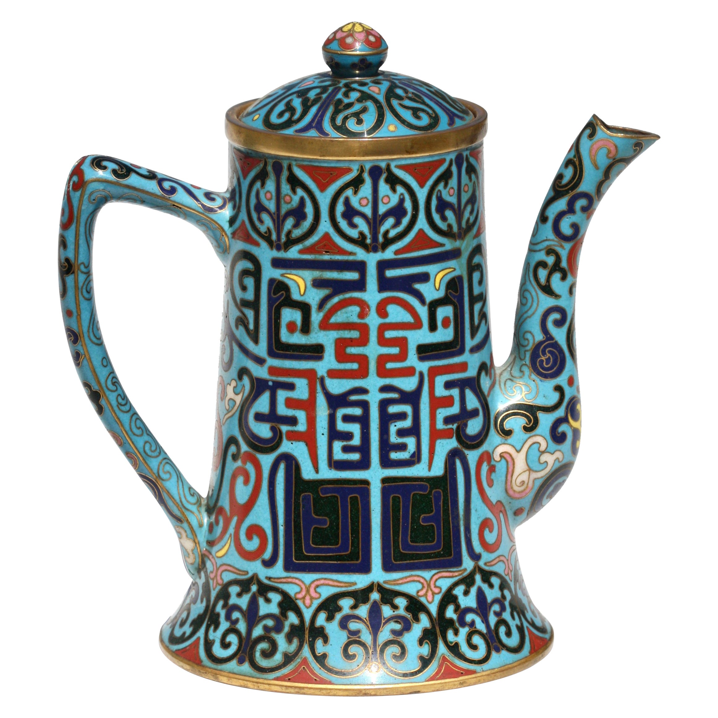 Chinese Cloisonné Enamel Teapot and Cover