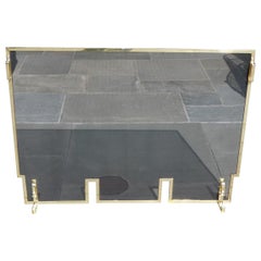 American Brass and Wire Free Standing Fire Place Screen on Foliage Feet, C. 1850