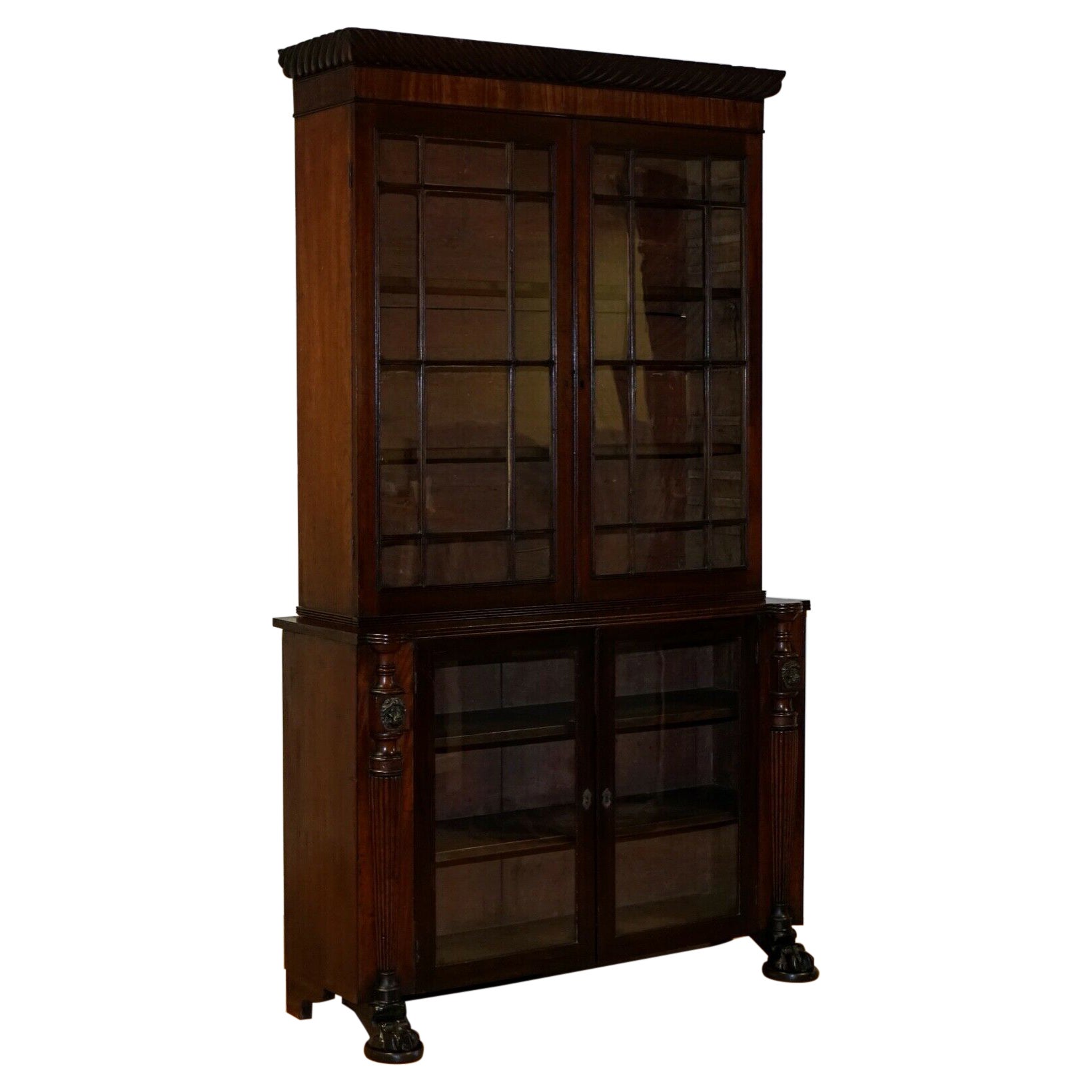 A Painted Bookcase with Turned Spindle Doors at 1stDibs