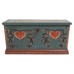 Early 19th Century Blue Swedish Pine Chest